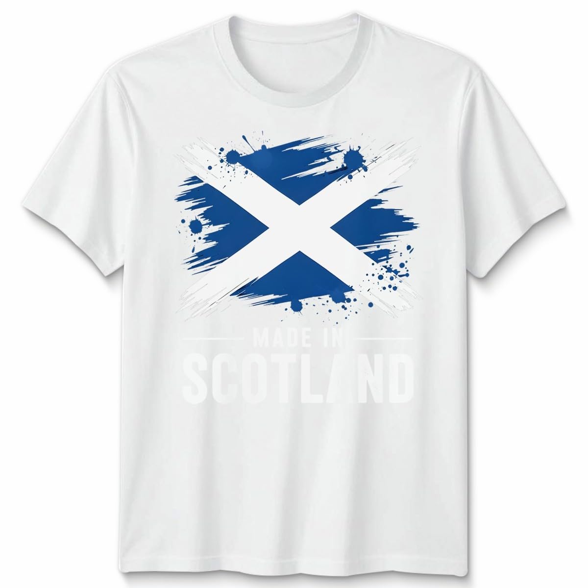 Made in Scotland Unisex T Shirt Scottish Flag Tee Football Rugby Fan Patriot Top Unisex 2XL White