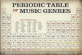 Music Classroom Poster Periodic Table of Music Genres Styles Vintage Reference Chart Theory Classical Rock and Roll Guitar Heavy Metal Band Notation Educational Cool Wall Art Print Poster 12x18