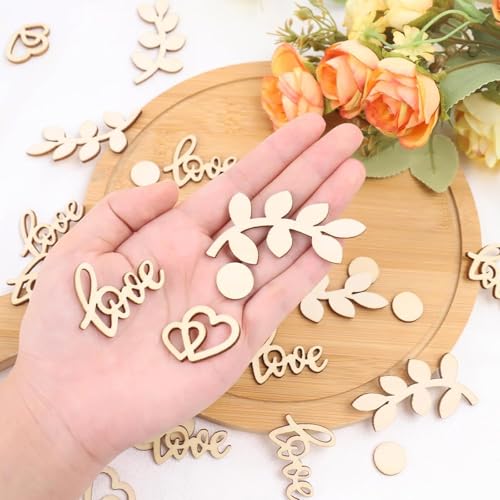 Confettis en bois en forme de cœur pour table d'anniversaire bohème - 5