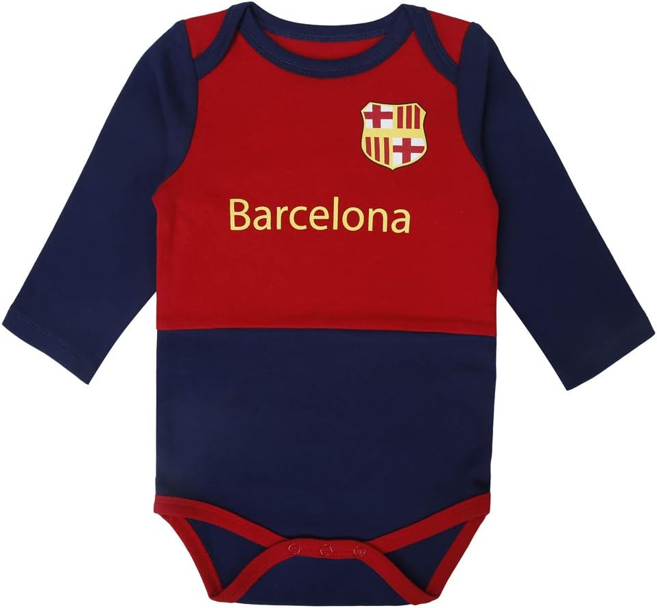 IDONEKER Newborn Barcelona Onesie Boys Girls Short And Long-Sleeve Baby Clothing | Unique Infant Team Soccer Bodysuits