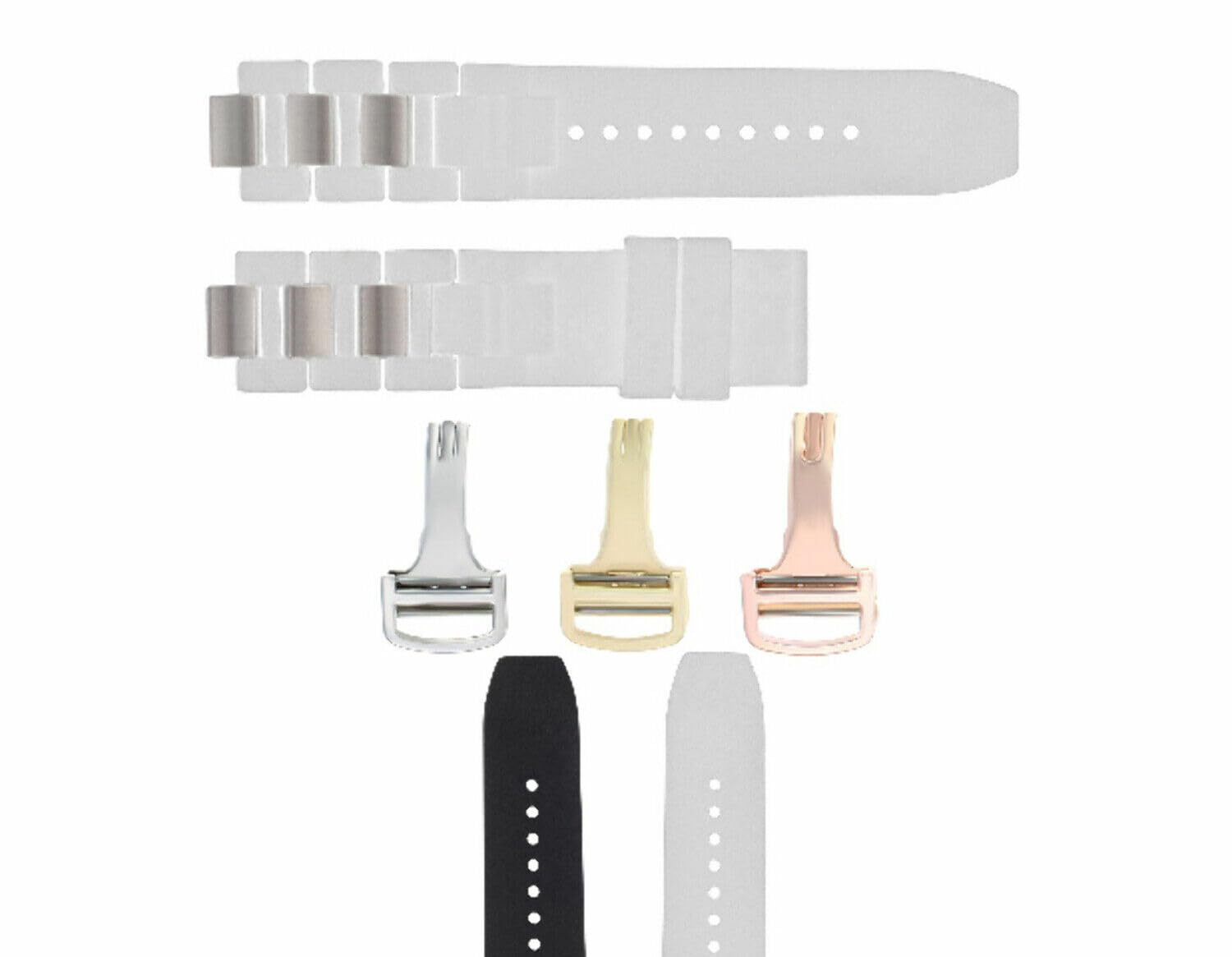 Ewatchparts 20mm Rubber Watch Band Strap Compatible With Cartier Must 21 Chronoscaph 2424, 2427 2824 Autoscaph