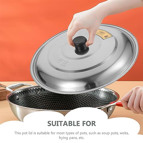 Universal Pan Lid Universal Lid for Pots Pans: Stainless Steel s Replacement 33cm Round Basting Steaming Cover Cookware Frying Skillet Parts Accessories - Image 2