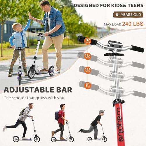 Image of WAYPLUS Kick Scooter for Ages 6+,Kid,Teens & Adults.8 Big Wheels,240lb