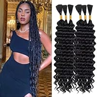 Boho Hair for Braiding, 22 Inch 6 Bundles 200g Wet and Wavy Faux Braiding Hair Extensions Water Wave Braiding Hair Extensions (Natural Black,22inch)