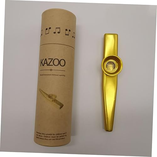 Miniatura 6 de Niños Educativos 2 Paquetes de Metal Kazoos Pocket Saxofón Aleación de Aluminio Kazoos Instrumentos Musicales con Cajas de Tubo de Papel, Dorado y