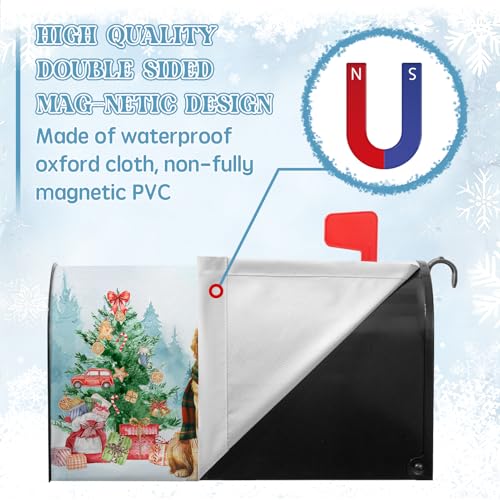 Dacawin Xmas Dog Magnetic Mailbox Covers Oversized Christmas Tree Mail Box Cover Large Size Winter Retriever Dogs Post Letter Box Wraps 25.5x21 Inch for Garden Outdoor Decor by Dacawin - Image 6