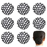 8 Pezzi Copertura a Rete per Danza, Retina per Capelli per Ragazze,Rete per Capelli Chignon, Adatto per assistenti di volo, infermieri, personale di banca, hotel, ballerini (A, nero)