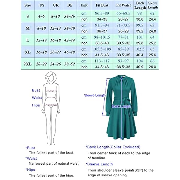 GRACE KARIN Vestido de cóctel vintage para mujer, manga larga/manga corta, cuello alto, acampanado, largo hasta la rodilla, vestido de fiesta