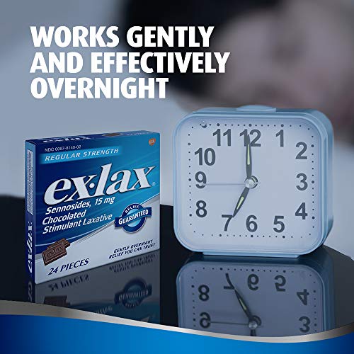 ex-lax Regular Strength Chocolated Stimulant Laxative Constipation Relief Pills for Occasional Constipation, Chocolate Laxatives - 48 Count