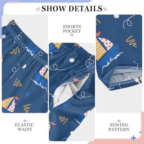 ZZXXB Sea Sailboat Boys Long Pants Soft Trousers Elastic Waist Kids Lounge Bottoms with Pockets S-XL4