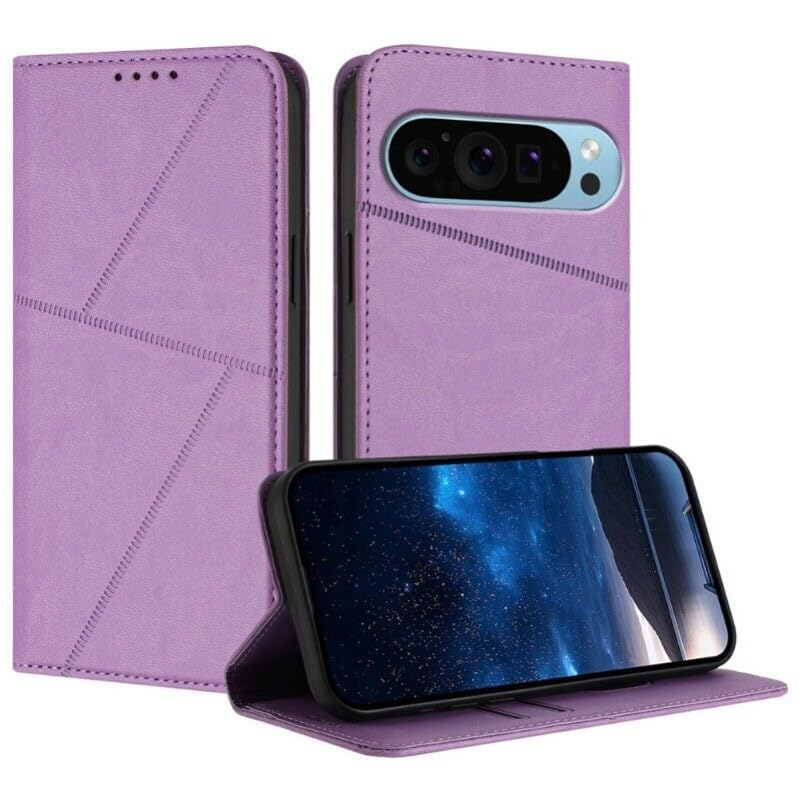 Protection Google Pixel 8 violette type étui magnétique antichoc avec support