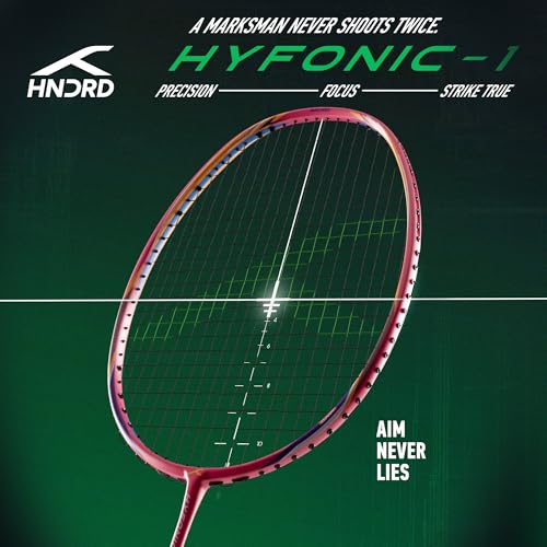 Image of Hundred Hyfonic 1 Badminton Racket (Strung) | Graphite Frame | Precision Control Racket | Balanced Feel for Accurate Shots | Max Tension 30 lbs | Full Cover Included