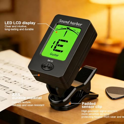 Image of Guitar Tuner Clip On Ukulele Tuners for All Instruments Guitar Bass Ukulele Violin banjo (Tuner 1 Pack)