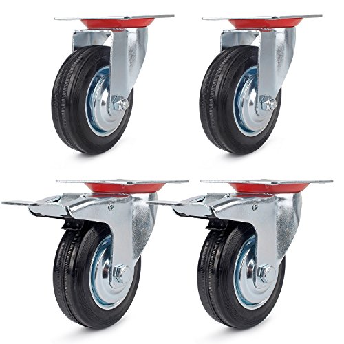 Juego de 4 Ruedas Giratorias de Mueble Ø 160 mm ruedas pivotantes con Freno de (2 con freno y 2 sin freno)