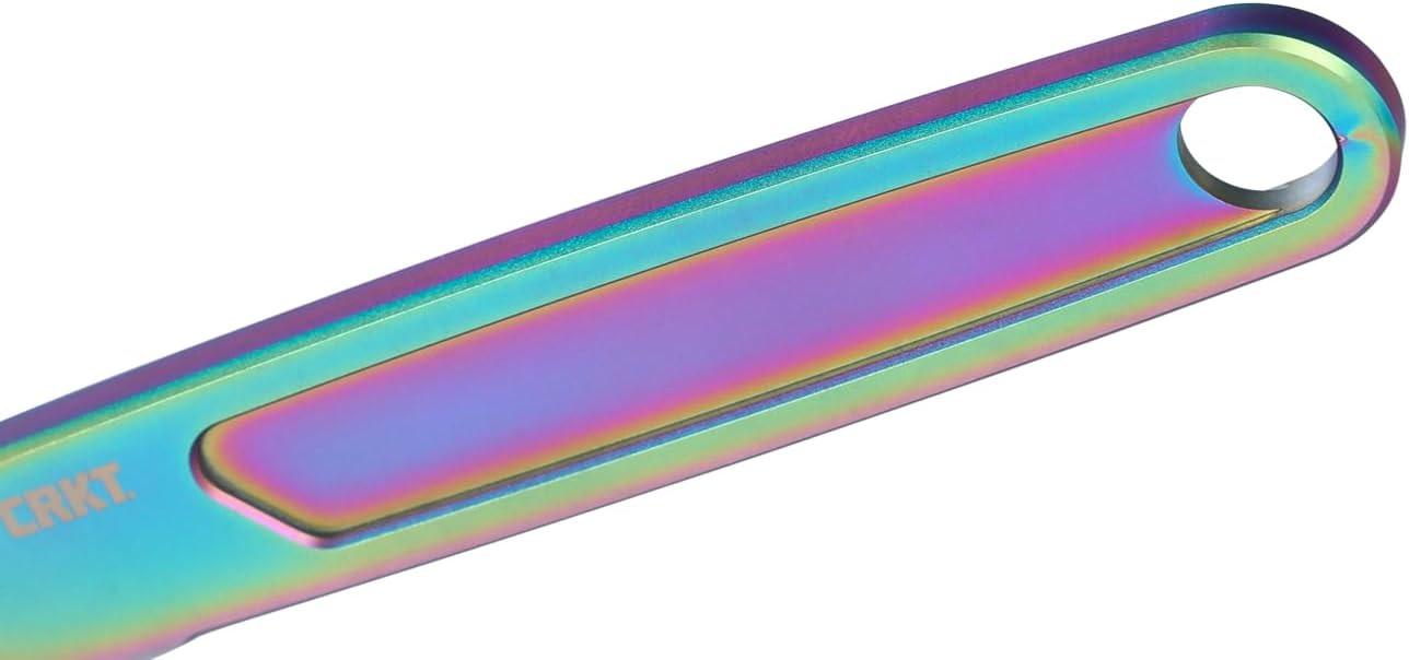 CRKT HangPry Iridescent Everyday Carry EDC Pry Bar: Titanium Handle, Lanyard, 9920P