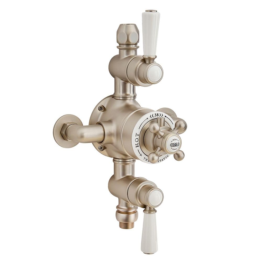 Milano Elizabeth 2 Outlet Exposed Triple Thermostatic Mixer Shower Valve - Brushed Nickel