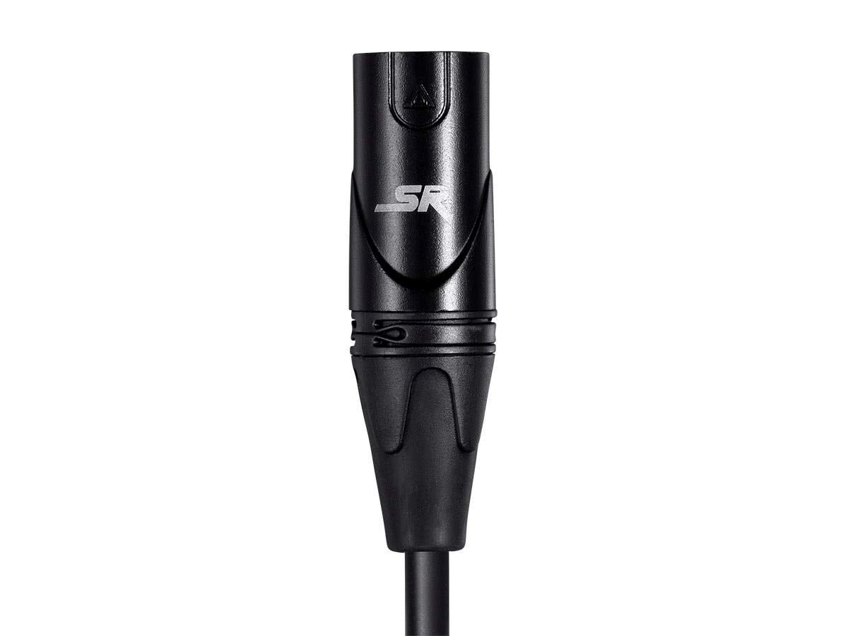 Monoprice Starquad - Cable de micrófono XLR macho a XLR hembra, 50 pies, negro, 24AWG, optimizado para audio analógico, contactos dorados, serie Stage Right