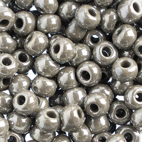 John Bead Czech Glass Seed Beads 32/0 (8mm) Opaque Grey/Sfinx 250Grams Beads for DIY Arts Crafts Jewelry Bracelets Necklaces Earrings Making
