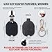 ANHBKAR Leather Keys Sleeve for Broken Car Key Loop Replacement - Cute Keychain Cover - Protector, Holder for Men & Women (Large - Black 01)