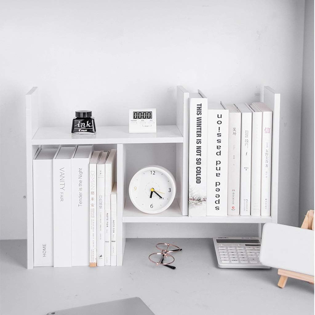 File Magazine Holder Wood Desktop Organizer Multipurpose Desk Bookshelf Display Shelf Rack Counter Top Bookcase for Office Home White Desk File Organiser