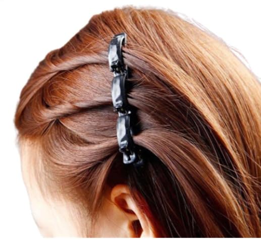 Wentoenapp Black Double Layers Twist Band Plait Hair Clips - 5 Pack (1 Count Each) - Fashion Braider Hair Tools - Hair Styling Accessories for Women