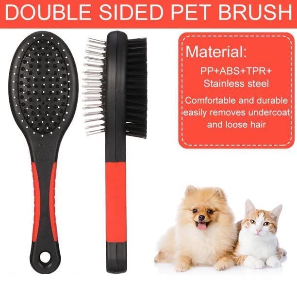 Image of Woofy Double Sided Pet Brush Dog Cat Hair Grooming Coat Comb Fur Cleaner Pin Bristle For Small to Large Dogs & Cats Short And Long Hair - Pack of 1