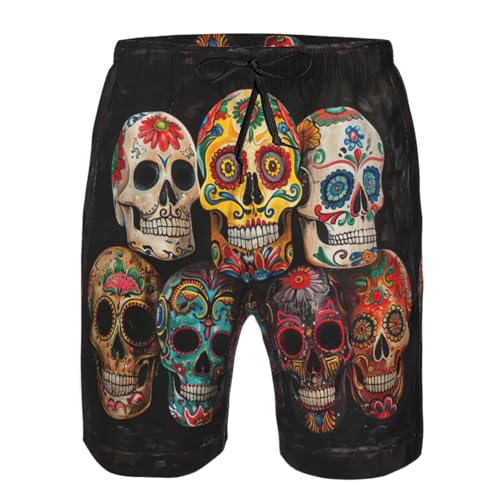 Sugar Skulls Print Stylish Beach Shorts Swim Trunks Lightweight Breathable Summer Outdoor Activities4