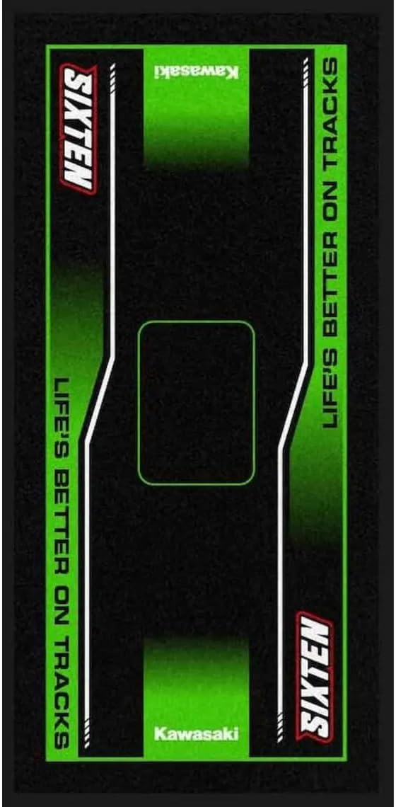 SIXTEN Motorcycle Mat for Kawasaki 95x200 - Environmental Garage & Paddock Mat - Washable, Oil-Absorbing & Eco-Friendly - Protective Mat for Dirt Bike, Enduro & Motocross