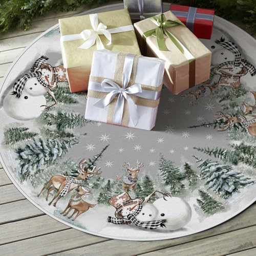 Artoid Mode Schneeflocken Bäume Schneemann Rentier Weihnachten 36zoll/91cm Weihnachtsbaum Rock, Xmas Tannenbaum Christbaumdecke für Urlaub Party Deko