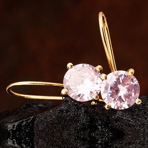Orecchino in quarzo rosa argento placcato oro. Orecchino in argento sterling 925 con quarzo rosa.