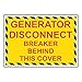 ComplianceSigns.com Generator Disconnect Breaker Behind This Cover Label Decal, 5x3.5 in. 4-Pack Vinyl for Industrial Notices