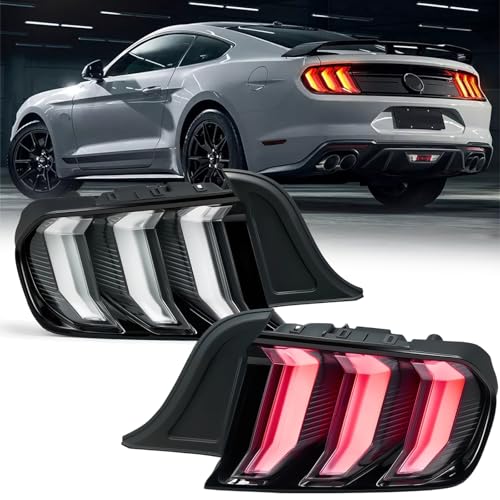 2 PCS Tail Lights Compatible with 2015 2016 2017 2018 2019 2020 2021 2022 Ford Mustang LED Tail Lights Rear Lamps Sequential Driver & Passenger Side Black/Clear