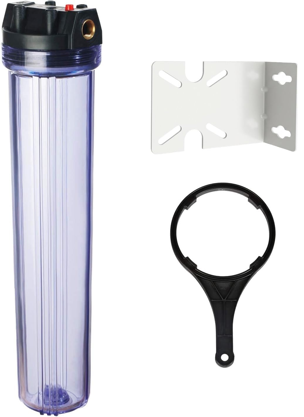 Geekpure Boîtier transparent pour filtre de 2,5 po x 20 po pour système de filtration d'eau pour toute la maison -Raccord en laiton BSP 3/4 po