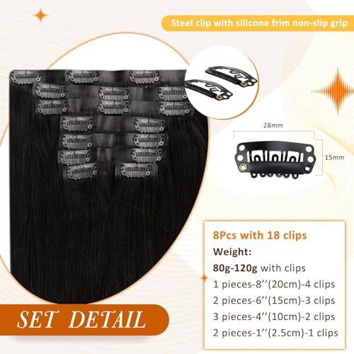 Image of Full Shine Clip in Hair Extensions Real Human Hair, Black Root Blonde