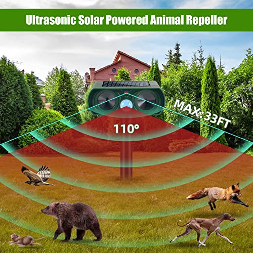 Solar Ultrasonic Animal Repeller Outdoor Deer Repellent Devices with Motion Sensor Waterproof Animal Deterrent Devices to Scare Cat Dog Squirrel Rabbit Raccoon Skunk Repellent for Yard Garden Lawn - Image 6