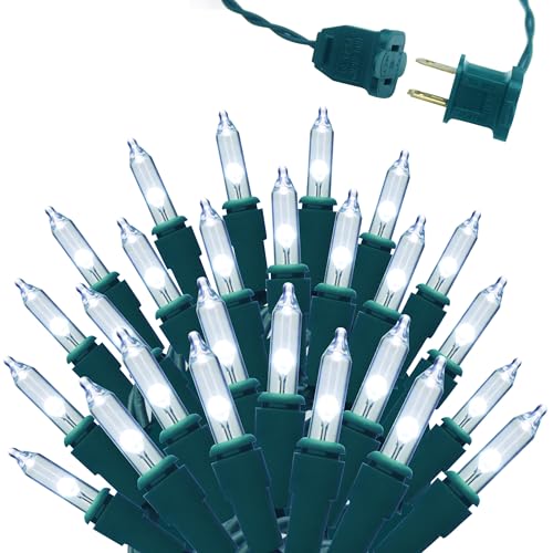 35FT 100 LED String Christmas Lights Cold White Green Wire Christmas String Lights for Indoor Outside Holiday and Tree Decor Patio Hanging Lighting Decorations UL Certified