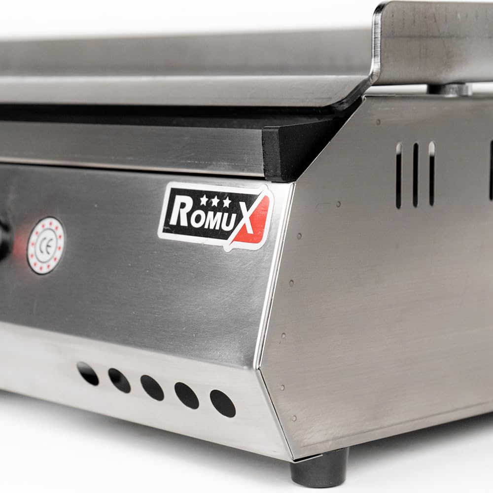 Plancha Industrial de Acero Inoxidable a Gas 100 cm Sobremesa Grosor de la Placa 4 mm para un Rápido Calentamiento con Termopar CE | Potencia 5,8 kW | Bares y Restaurantes