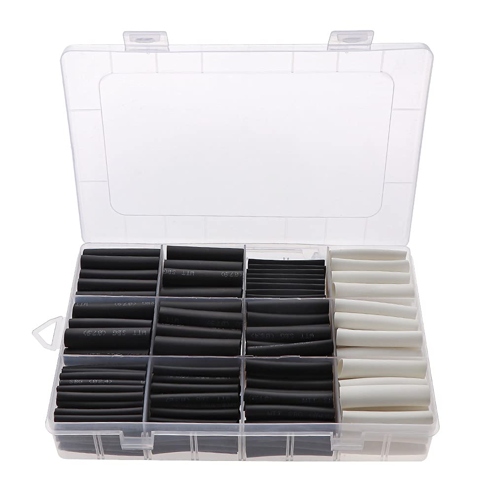 Cable Tidy，Wire Tidy 300Pcs 3:1 Heat Shrink Tubing Kit with Glue Dual Wall Tubing Diameter 2.4/3.2/4.8/6.4/7.9/9.5/12.7mm Adhesive Lined Sleeve Wrap