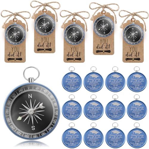 Brújula grabada azul para graduación, pack 24 miniatura 1