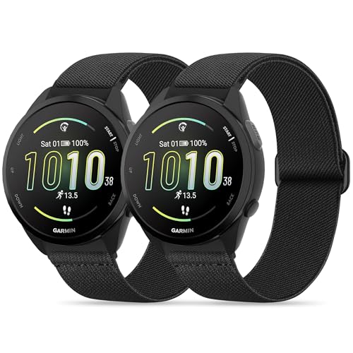 Farluya �X�g���b�`�i�C�����r���v�o���h 2�{�p�b�N Garmin Forerunner 165/55/245/Vivoactive 5/6/3,20mm�ɑΉ� �\�t�g �ʋC�� ���߉\ �����p�X�|�[�c�X�g���b�v Garmin Venu Sq 2 ��