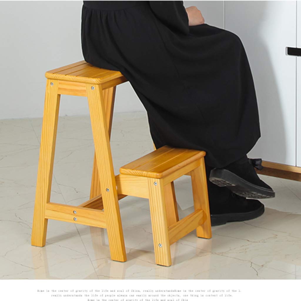 Reposapiés Plegable Escalón Plegable Patada retráctil Taburete Escalonado Plegable Escalera Silla Estante Escalera de Madera de 2 peldaños Antideslizante Multifunción Cocina Dormit