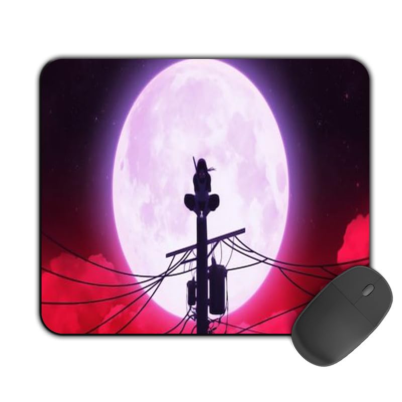 Image of Kirmada Gaming Mouse Pad - Itachi Blood Moon (Naruto) Non-Slip Rubber Base - Durable, Smooth Surface, Ergonomic Design, Easy to Clean -Small Size for Mackbook,Laptop,Desktop