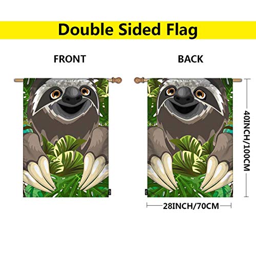Mugod Sloth Garden Flag Sloth Cartoon On Tropical Jungle Decorative Spring Summer Outdoor House Flag For Garden Yard Lawn 28 X 40 Inch #TOP3