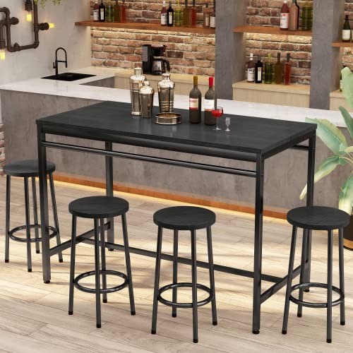HOOSENG Breakfast Bar Table and Stools Set Modern Counter Height Pub