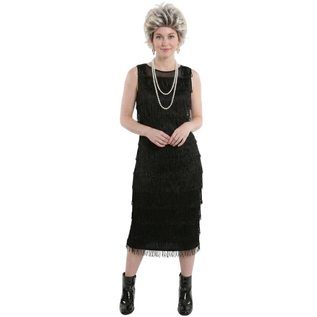 Ladies Royal British Princess Costume – 3 Piece Fancy Dress Set with Black Dress, Blonde Wig and Pearl Necklace – Elegant Royal Inspired Costume for Themed Parties, Halloween, 80s 90s Events