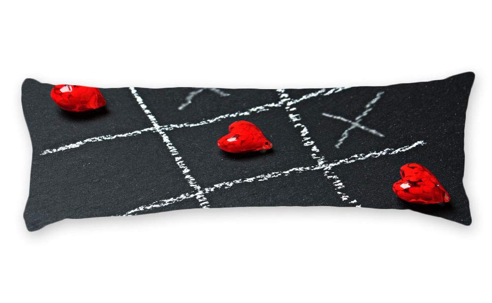 AILOVYO Pillow Cover Black Plaid Heart Silky Shiny Satin Long Body Pillow Case Home Decor 20 x 54Inch