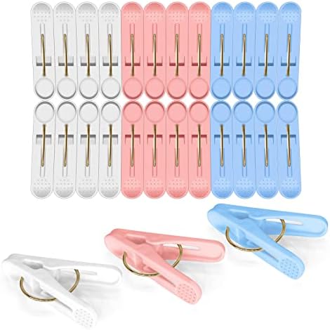 Wanglaism Clothes Pegs for Washing Line, 24 Pack Strong Grip Washing Line Pegs with Durable Rings, Rust Resistant Plastic Laundry Clips for Indoor and Outdoor Use