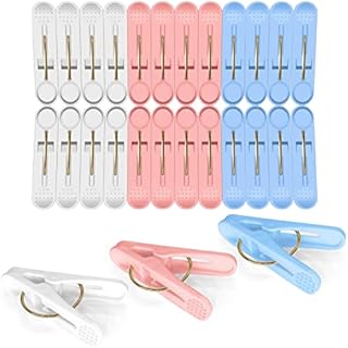 Wanglaism Clothes Pegs for Washing Line, 24 Pack Strong Grip Washing Line Pegs with Durable Rings, Rust Resistant Plastic Laundry Clips for Indoor and Outdoor Use