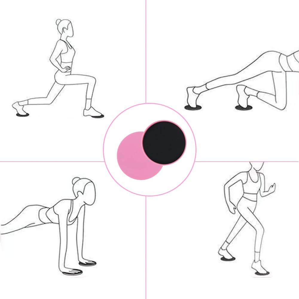Slider Fitness Dischi,Dischi di Scorrimento Doppio Lato Attrezzi Pilates per Casa Disco Rotante Fitness per Allenamento Addominali,Yoga,Pilates,Palestra e Casa,per Tutte Le Superfici Esercizio(Rosa)