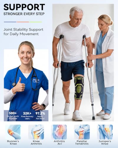 SOLOEVER Compression Knee Brace w/ Side Stabilizers, Gel Pad and Adjustable Patella Strap (S-XXL) 8.99 + Free + 50% Off Code E8VVUKGO - image 2